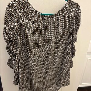 Max Studio Black, Tan and White Patterned Women's Blouse